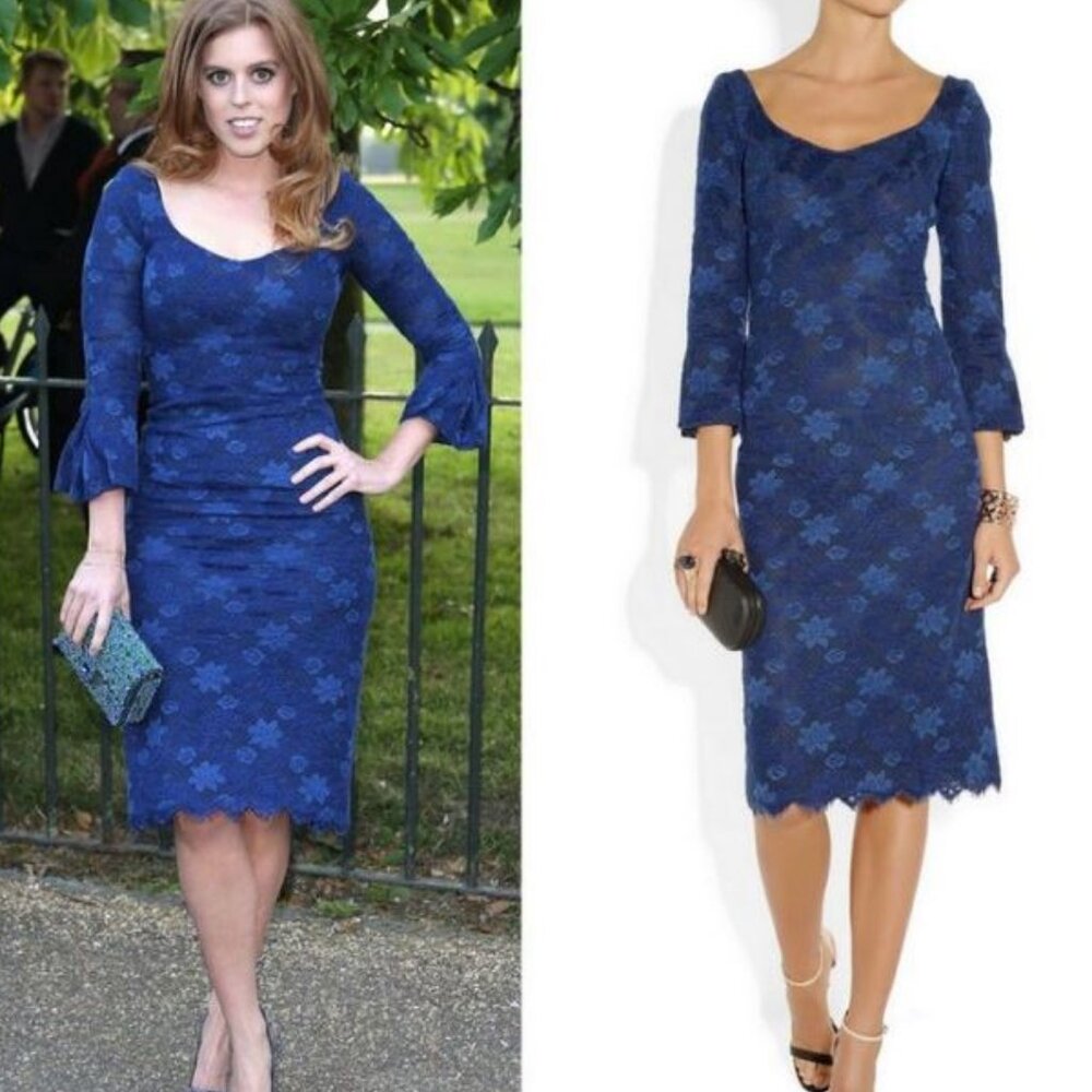 L'Wren Scott Stretch-Lace Floral Midi Dress